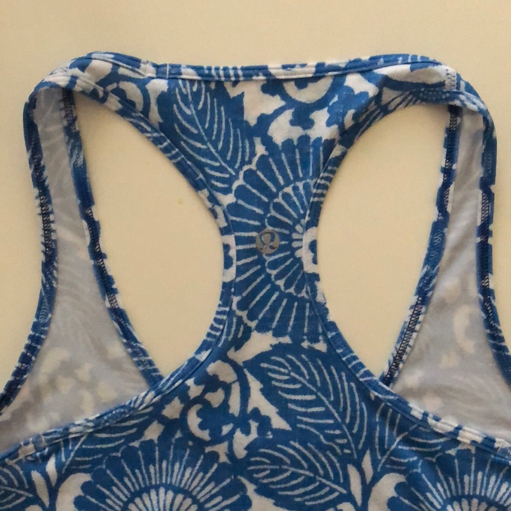 Lululemon blue floral racer back tank - Picture 3 of 3